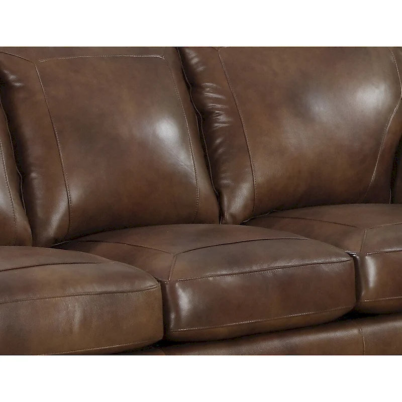 Ensemble canapé, causeuse et fauteuil en cuir italien brun cognac Sterling