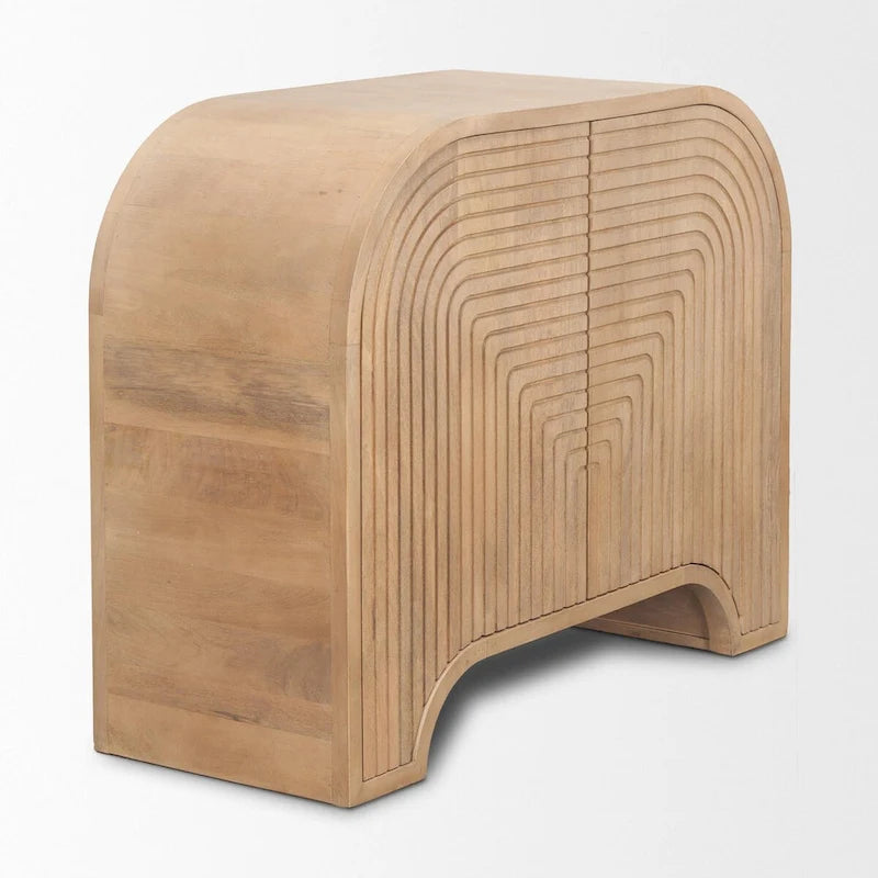 Meuble d'appoint Sorina en bois clair cannelé inversé - 40,0L x 16,0l x 32,0H
