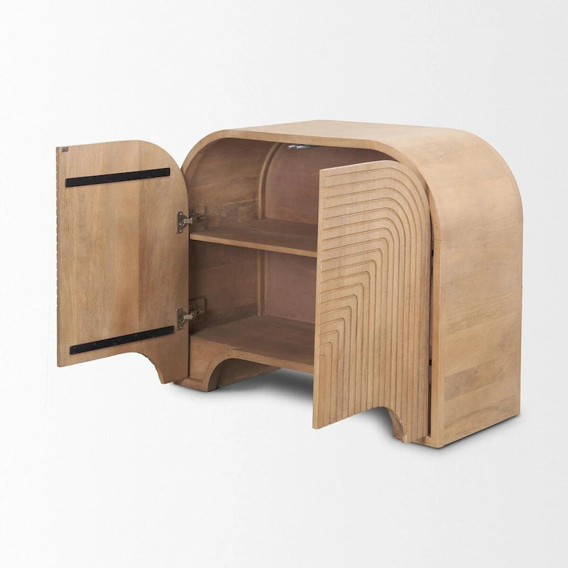 Meuble d'appoint Sorina en bois clair cannelé inversé - 40,0L x 16,0l x 32,0H