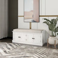 Banc de rangement avec 4 portes et étagères réglables, banc à chaussures avec coussin amovible