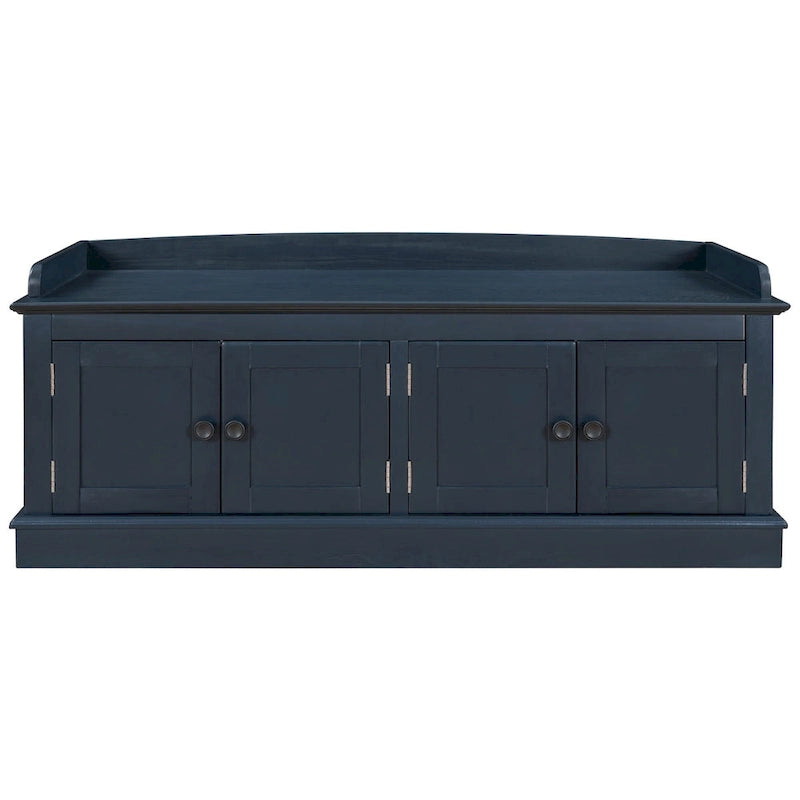 Banc de rangement avec 4 portes et étagères réglables, banc à chaussures avec coussin amovible
