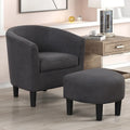 Fauteuil crapaud classique avec revêtement en tissu doux en polyester, repose-pieds inclus