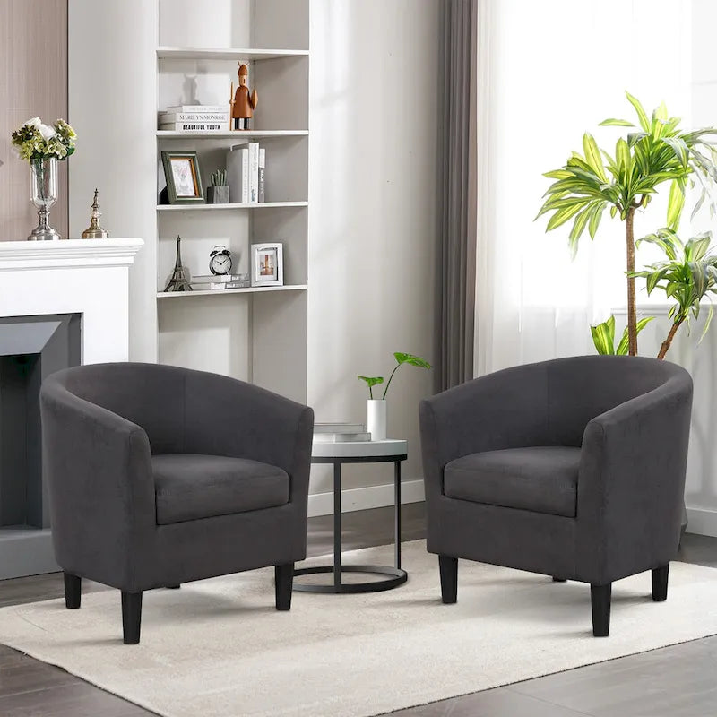Fauteuil crapaud classique avec revêtement en tissu doux en polyester, repose-pieds inclus