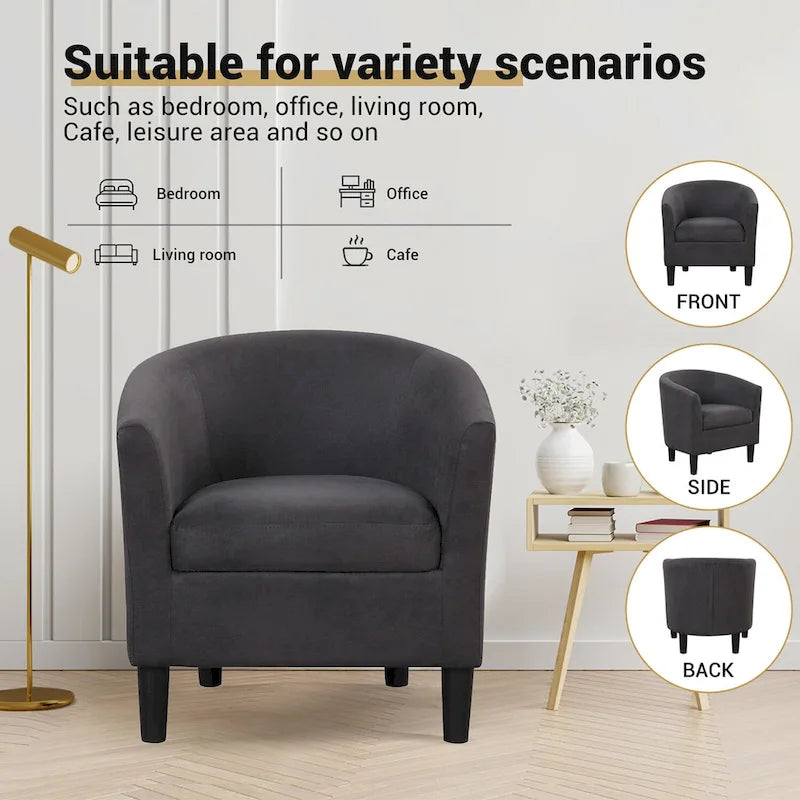 Fauteuil crapaud classique avec revêtement en tissu doux en polyester, repose-pieds inclus