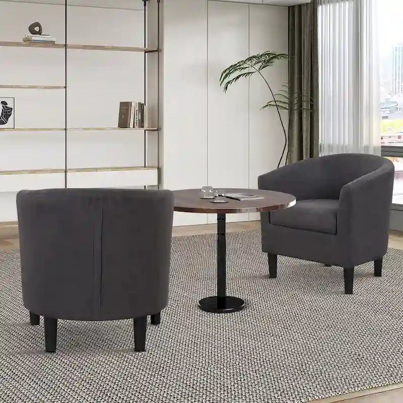 Fauteuil crapaud classique avec revêtement en tissu doux en polyester, repose-pieds inclus