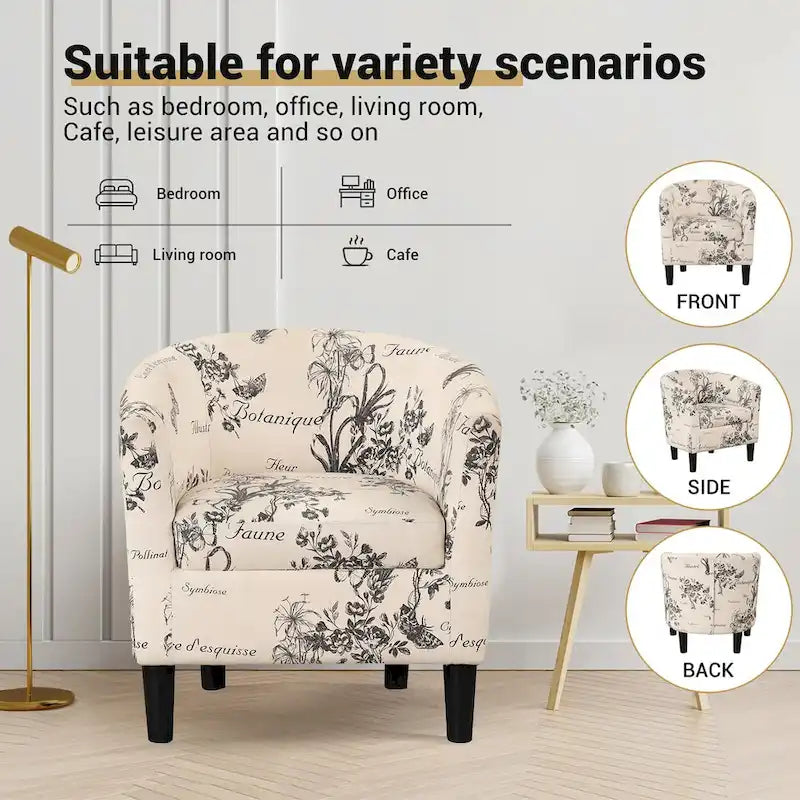 Fauteuil crapaud classique avec revêtement en tissu doux en polyester, repose-pieds inclus