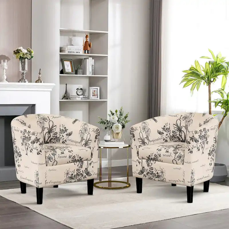 Fauteuil crapaud classique avec revêtement en tissu doux en polyester, repose-pieds inclus