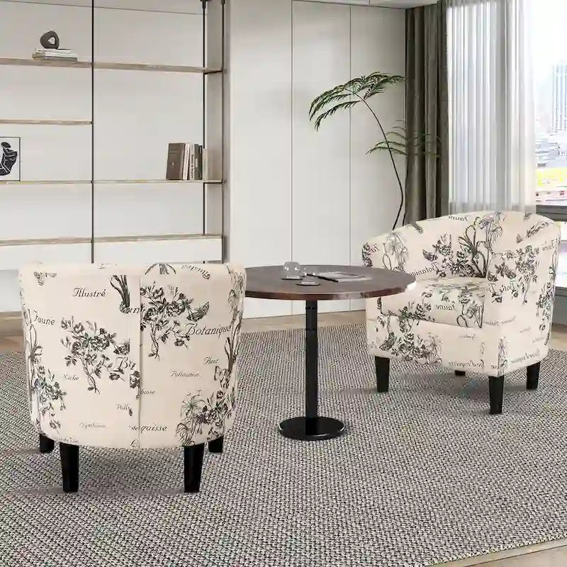 Fauteuil crapaud classique avec revêtement en tissu doux en polyester, repose-pieds inclus