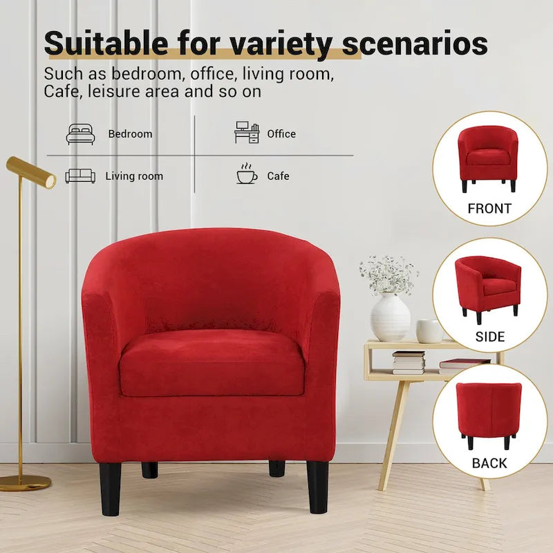 Fauteuil crapaud classique avec revêtement en tissu doux en polyester, repose-pieds inclus