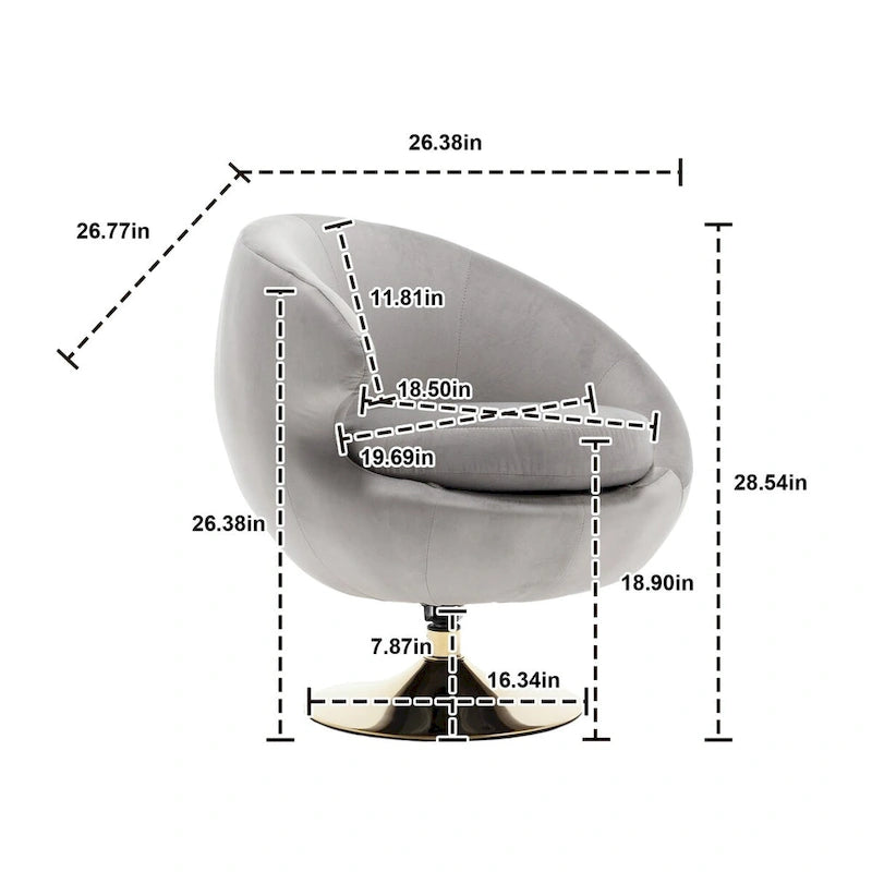 HOMEFUN Fauteuils d'appoint pivotants à 360 degrés en velours (gauche)