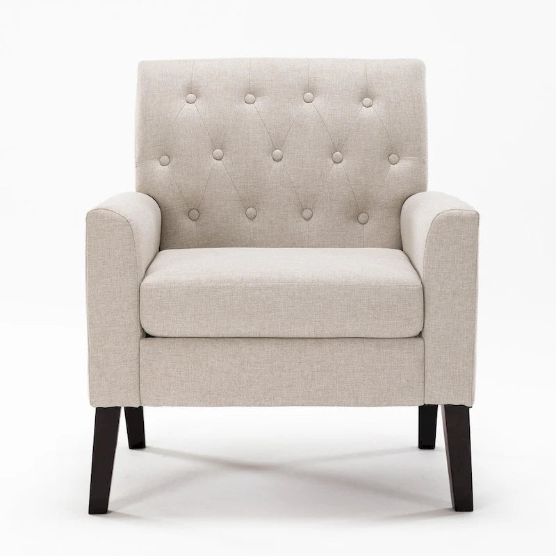 Fauteuil d'appoint en lin LUE BONA, chaise de salon confortable avec accoudoirs, fauteuil capitonné, fauteuils modernes