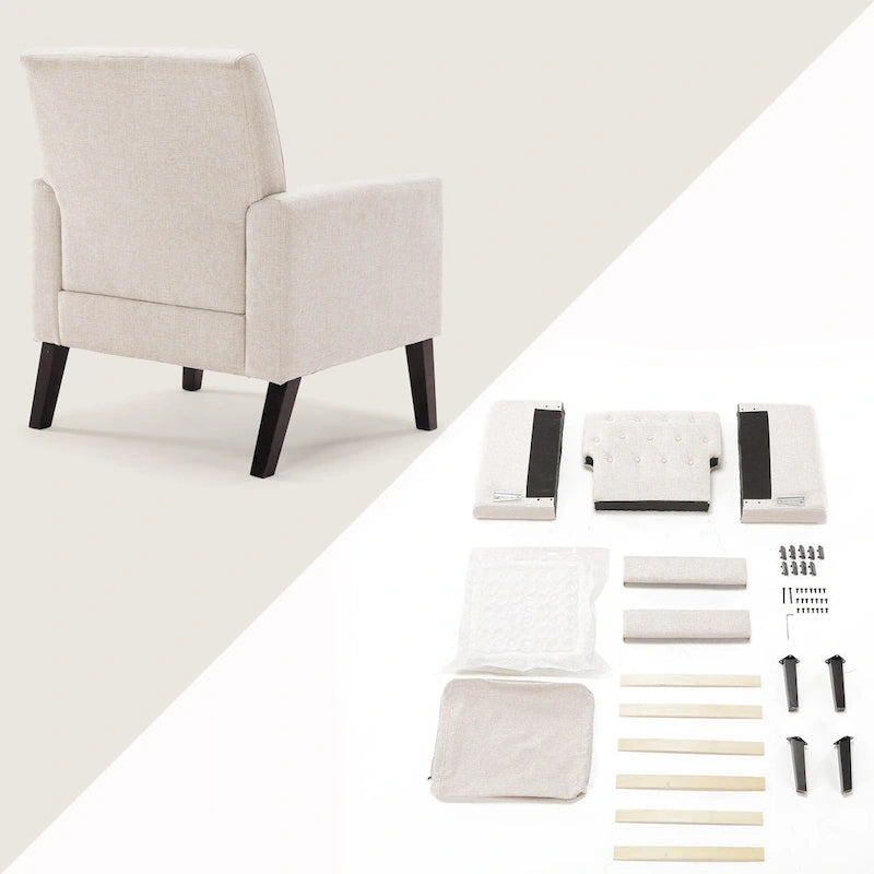 Fauteuil d'appoint en lin LUE BONA, chaise de salon confortable avec accoudoirs, fauteuil capitonné, fauteuils modernes