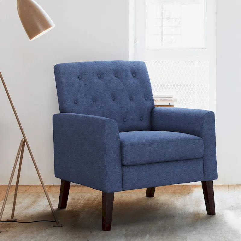 Fauteuil d'appoint en lin LUE BONA, chaise de salon confortable avec accoudoirs, fauteuil capitonné, fauteuils modernes