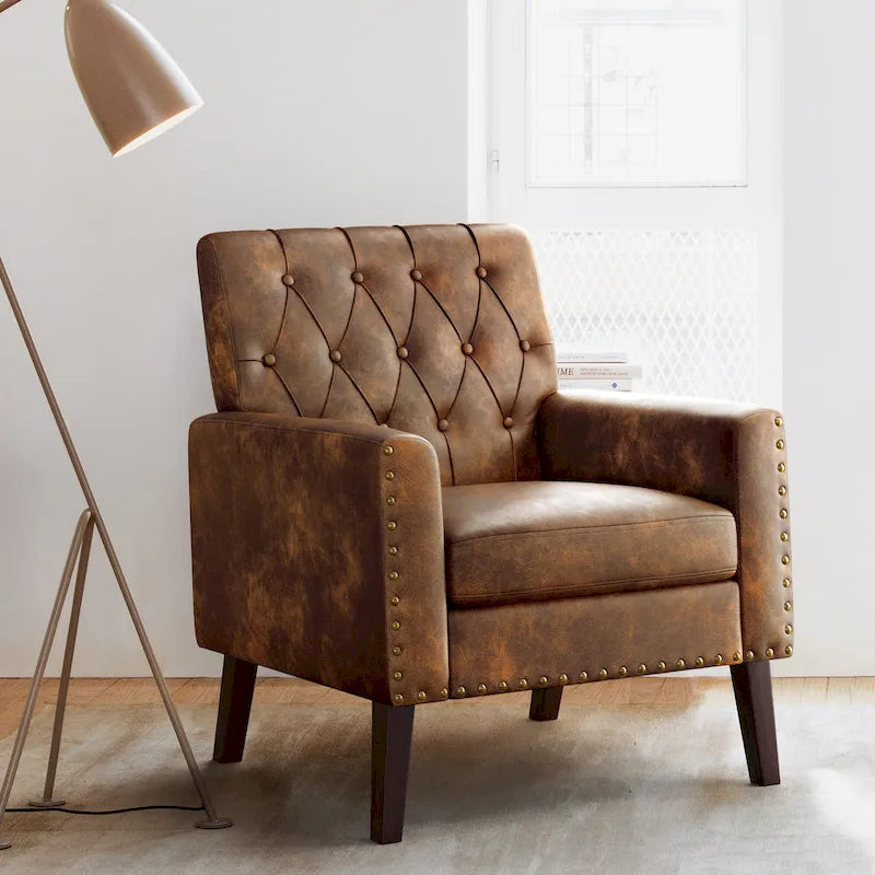 Fauteuil d'appoint en lin LUE BONA, chaise de salon confortable avec accoudoirs, fauteuil capitonné, fauteuils modernes