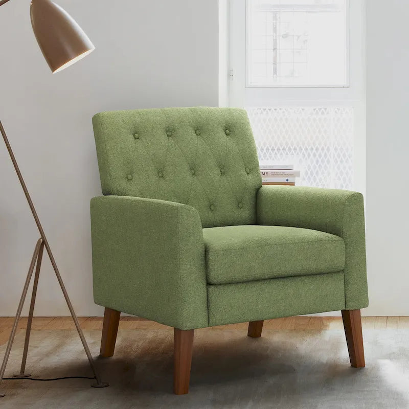 Fauteuil d'appoint en lin LUE BONA, chaise de salon confortable avec accoudoirs, fauteuil capitonné, fauteuils modernes