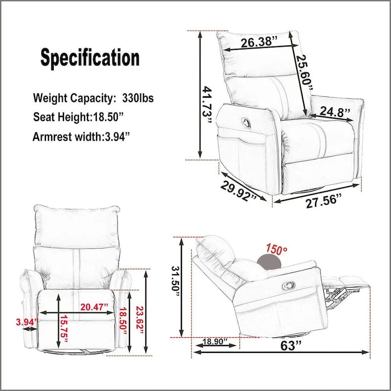 Fauteuil inclinable, pivotant et à bascule en cuir synthétique moderne