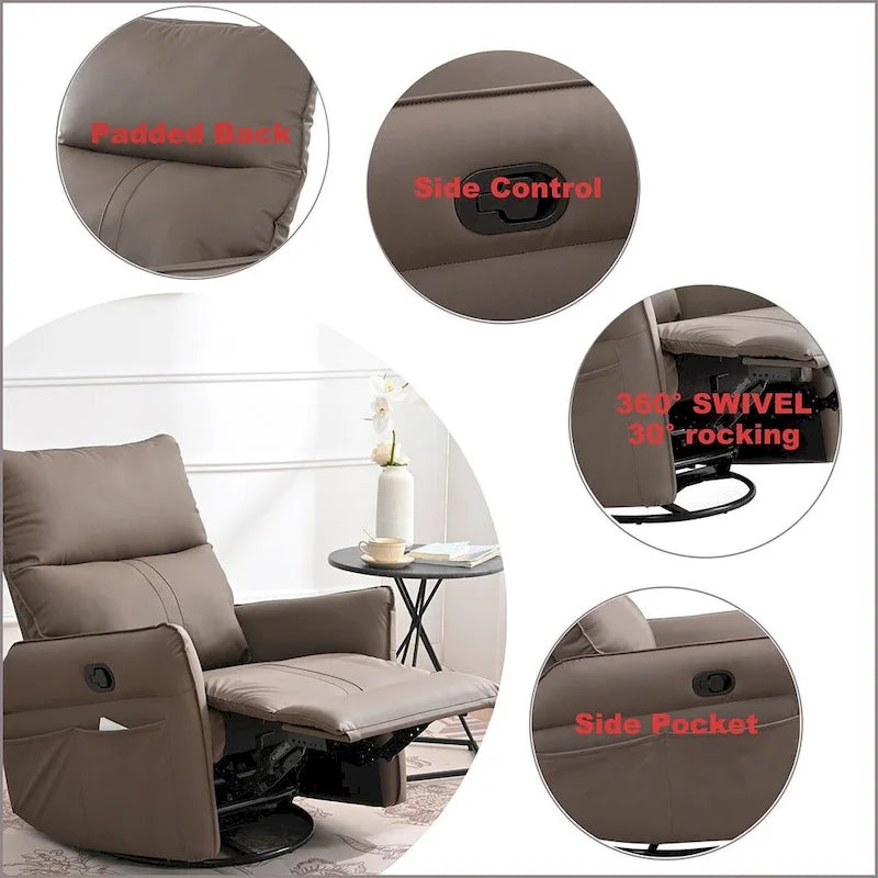Fauteuil inclinable, pivotant et à bascule en cuir synthétique moderne