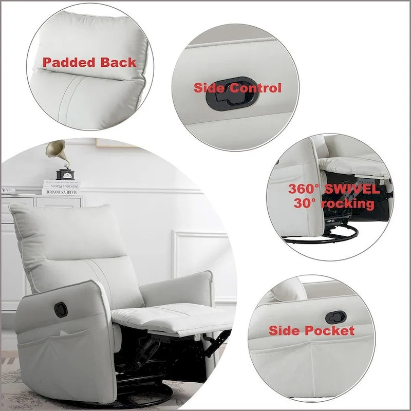 Fauteuil inclinable, pivotant et à bascule en cuir synthétique moderne