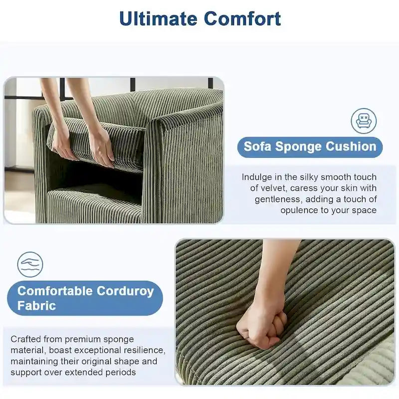 Fauteuil pivotant à 360° avec pouf, fauteuil club rembourré