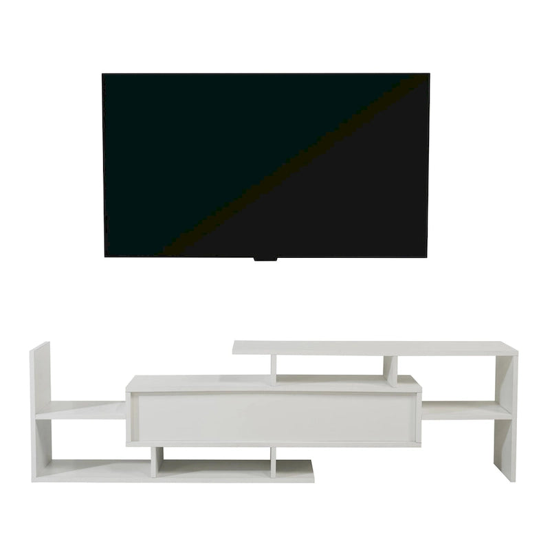 Meuble TV mural flottant Surrey de 60,2 po (2 morceaux) à 1 tiroir et tablettes ouvertes