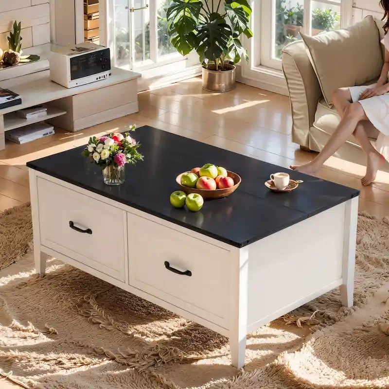 Table basse Pellebant Farmhouse avec compartiment de rangement dissimulé