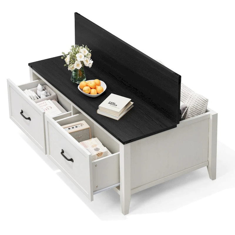 Table basse Pellebant Farmhouse avec compartiment de rangement dissimulé