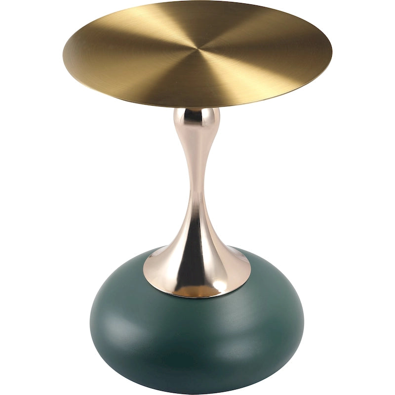 Table d'appoint ronde Savoy 45 cm en acier inoxydable doré avec pied rond
