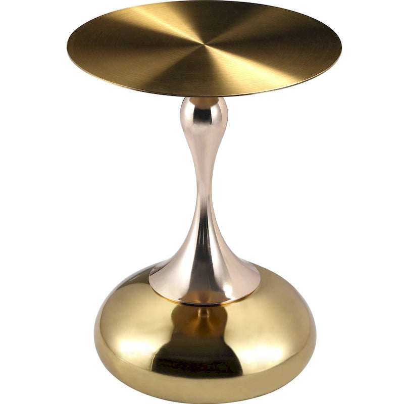 Table d'appoint ronde Savoy 45 cm en acier inoxydable doré avec pied rond