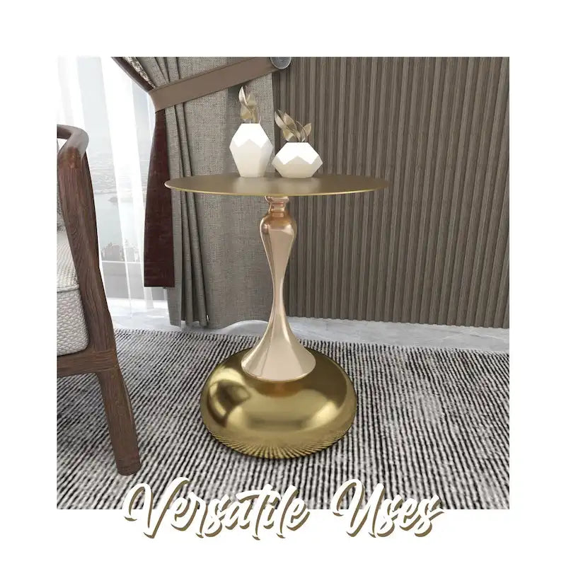 Table d'appoint ronde Savoy 45 cm en acier inoxydable doré avec pied rond