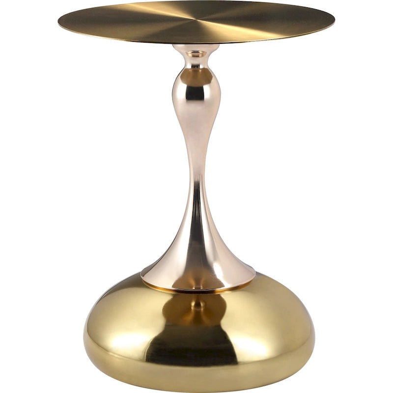 Table d'appoint ronde Savoy 45 cm en acier inoxydable doré avec pied rond