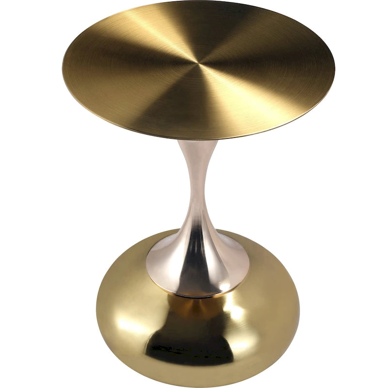 Table d'appoint ronde Savoy 45 cm en acier inoxydable doré avec pied rond