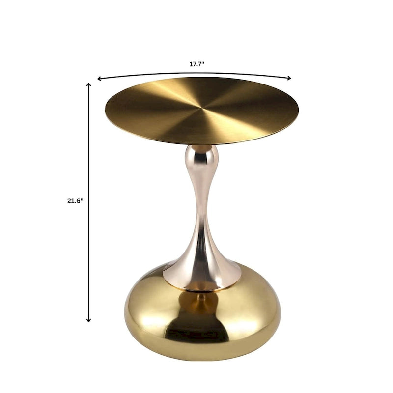 Table d'appoint ronde Savoy 45 cm en acier inoxydable doré avec pied rond