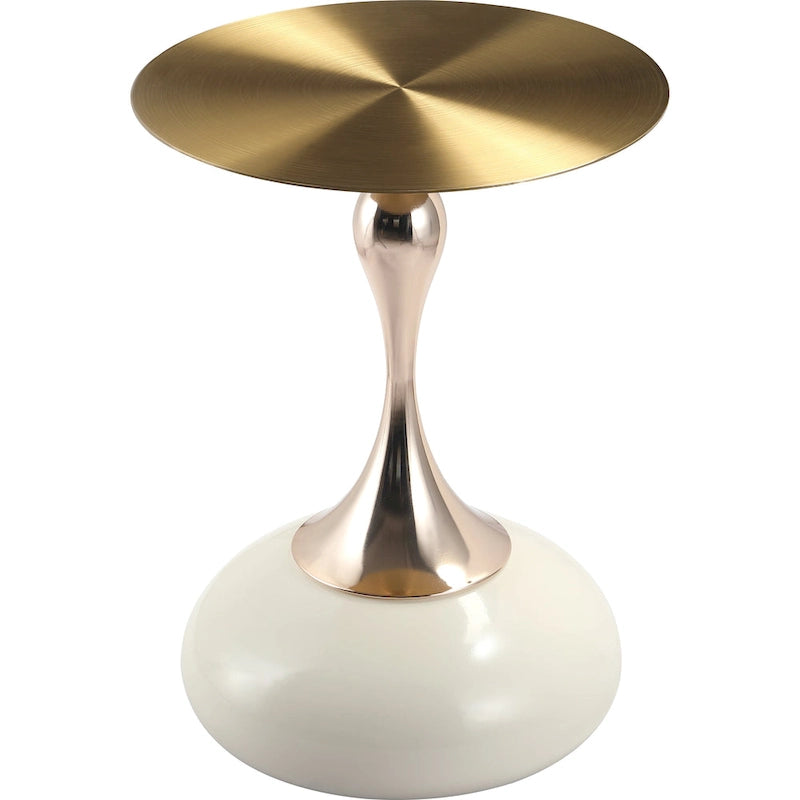 Table d'appoint ronde Savoy 45 cm en acier inoxydable doré avec pied rond