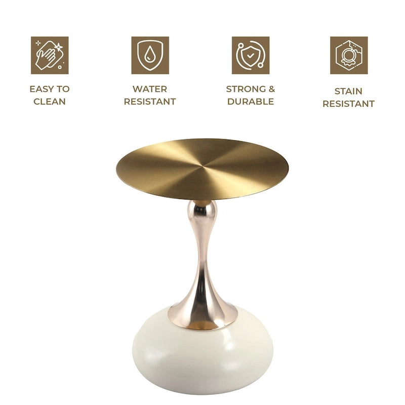 Table d'appoint ronde Savoy 45 cm en acier inoxydable doré avec pied rond