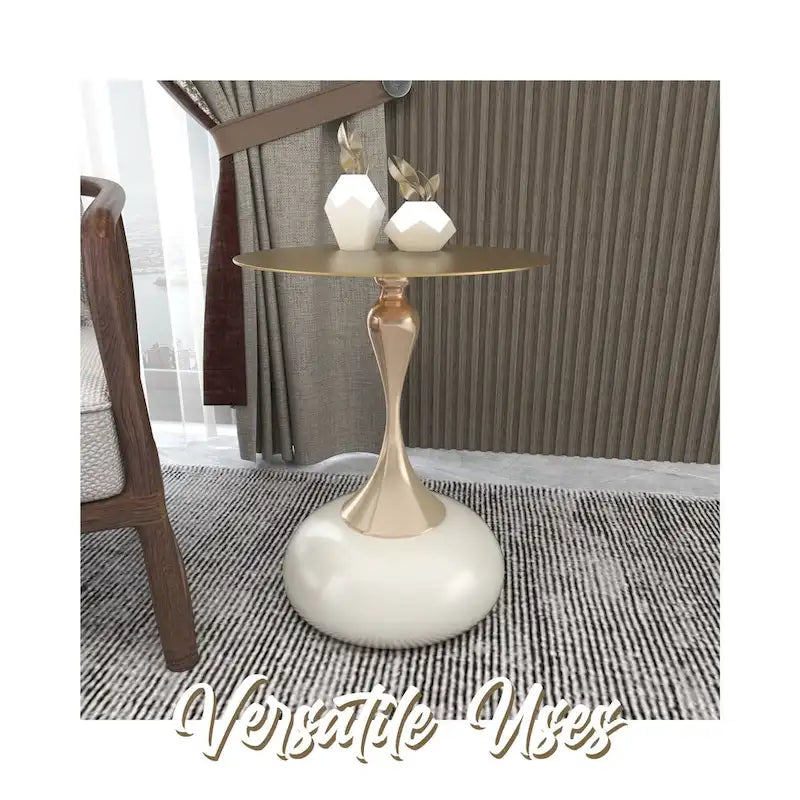 Table d'appoint ronde Savoy 45 cm en acier inoxydable doré avec pied rond