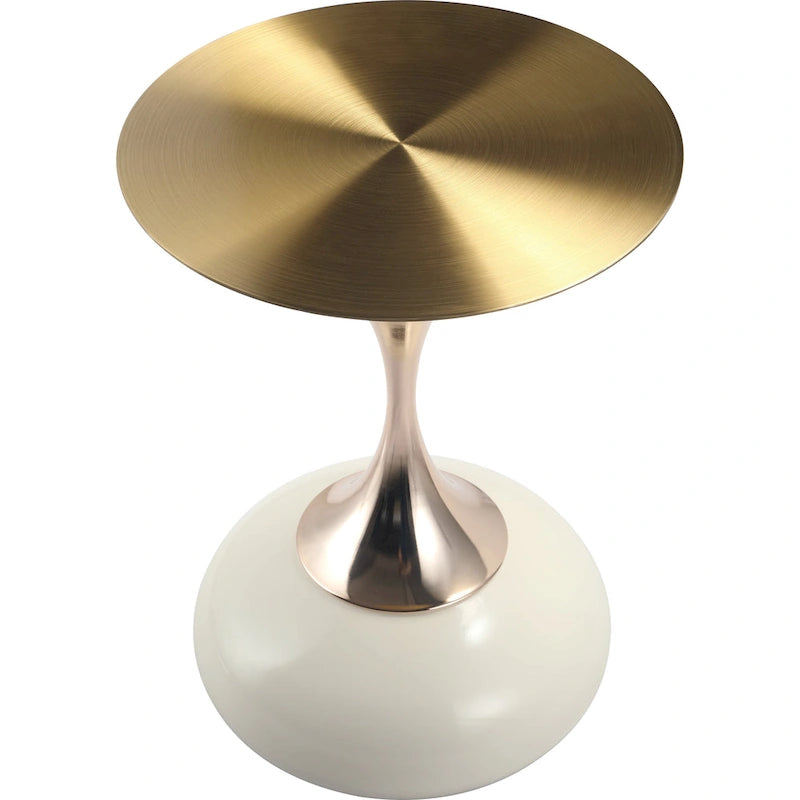 Table d'appoint ronde Savoy 45 cm en acier inoxydable doré avec pied rond