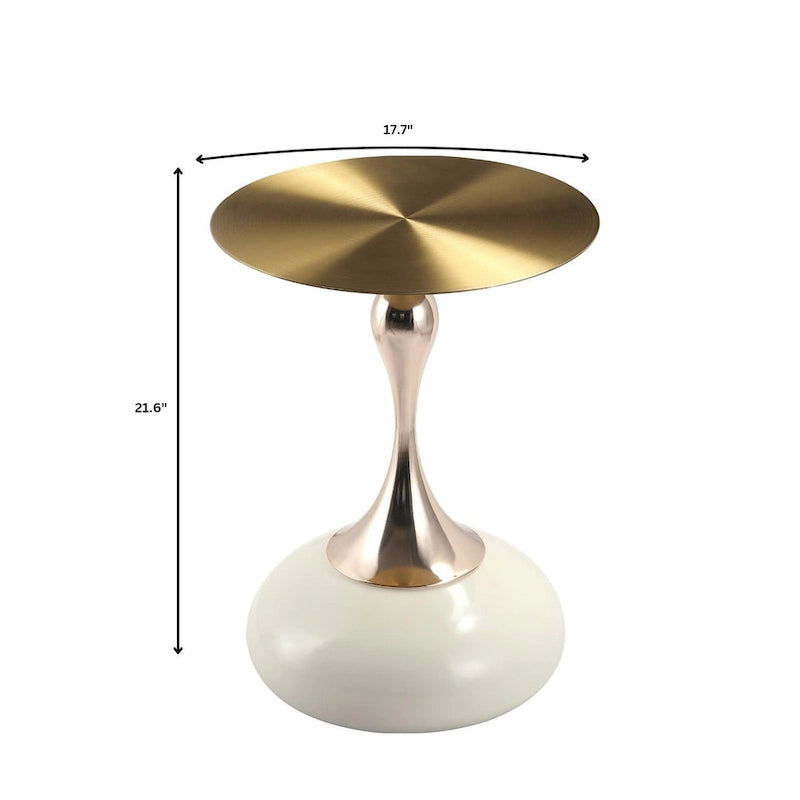 Table d'appoint ronde Savoy 45 cm en acier inoxydable doré avec pied rond