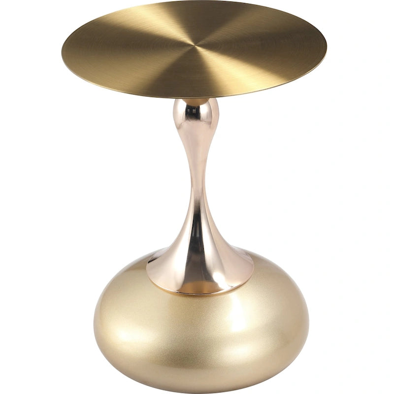 Table d'appoint ronde Savoy 45 cm en acier inoxydable doré avec pied rond