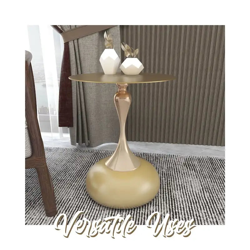 Table d'appoint ronde Savoy 45 cm en acier inoxydable doré avec pied rond