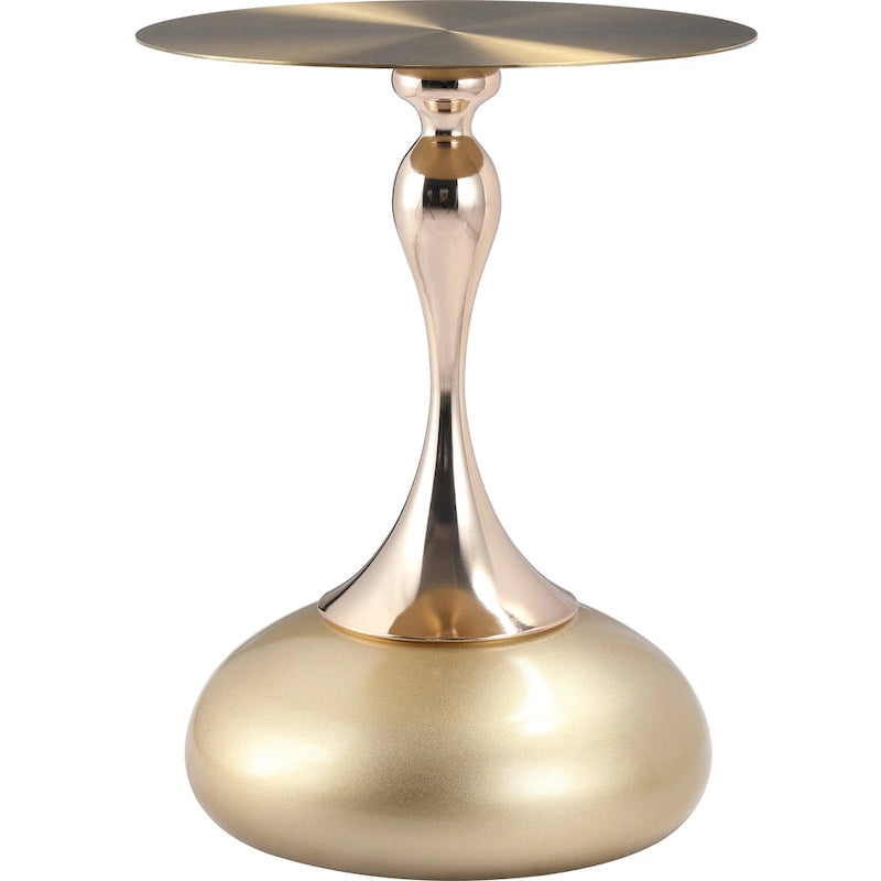 Table d'appoint ronde Savoy 45 cm en acier inoxydable doré avec pied rond
