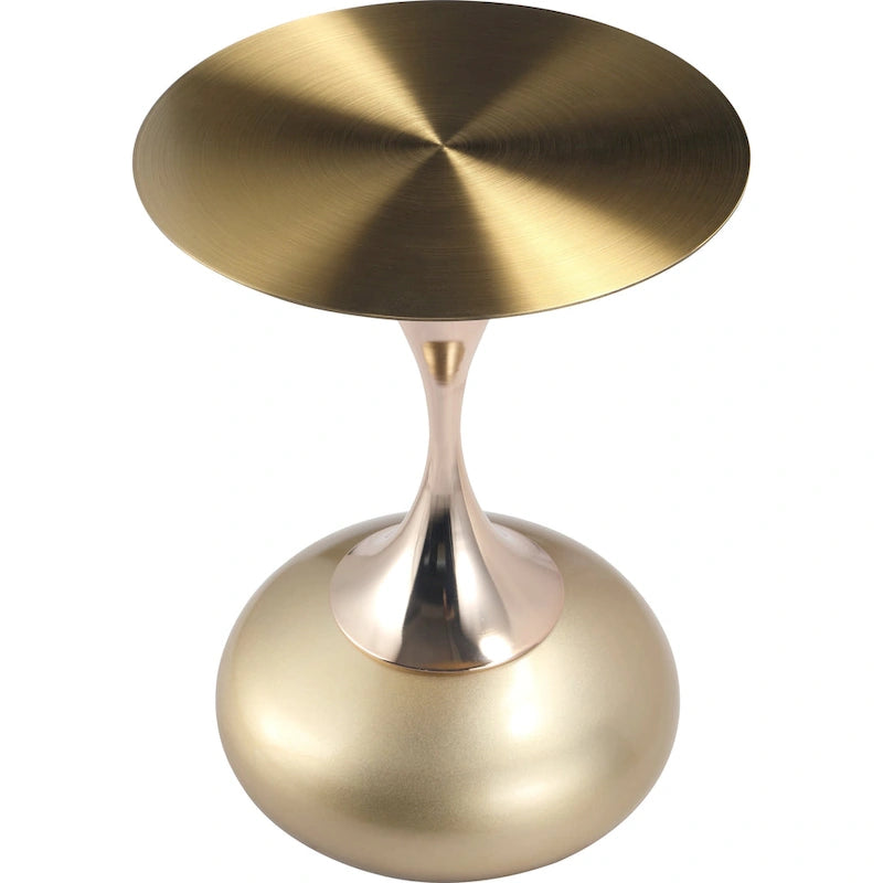 Table d'appoint ronde Savoy 45 cm en acier inoxydable doré avec pied rond