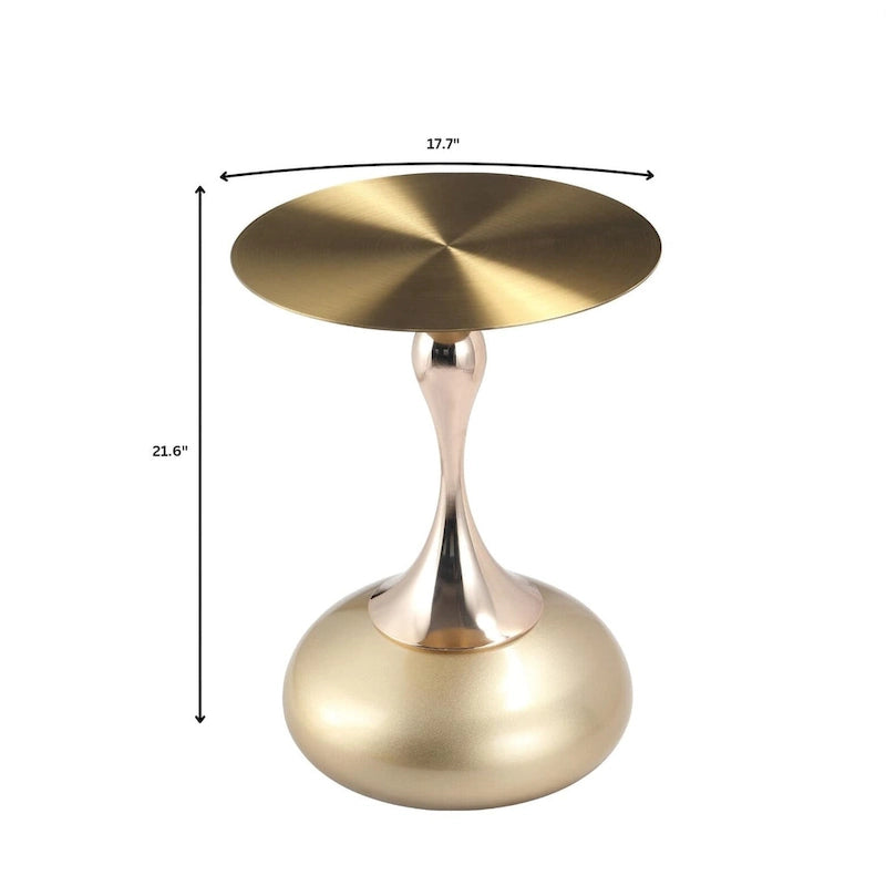 Table d'appoint ronde Savoy 45 cm en acier inoxydable doré avec pied rond