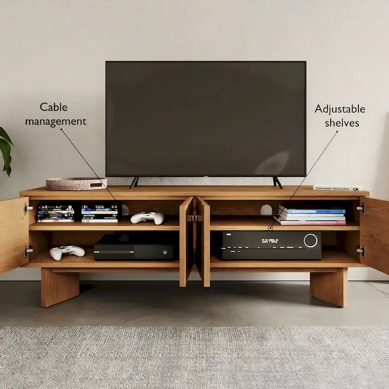 Meuble TV Zahra en bois de chêne Studio London pour centre de divertissement en bois