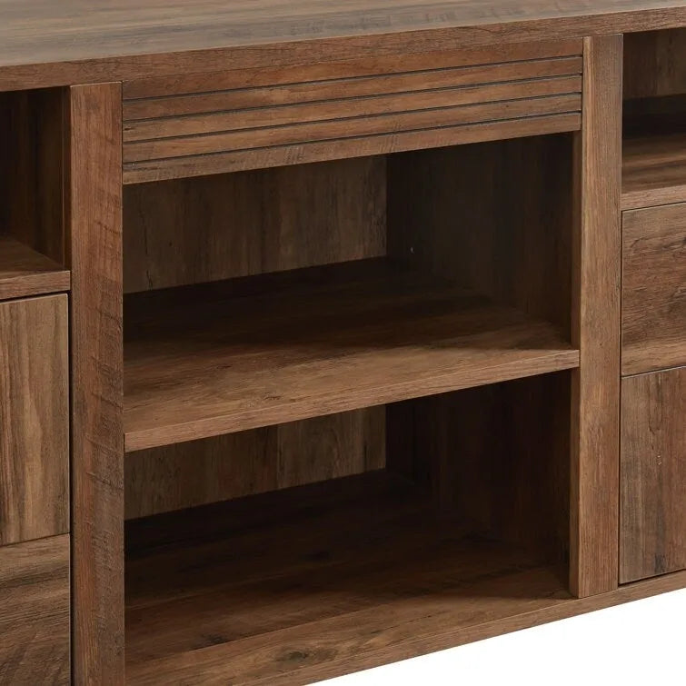 Meuble TV console multimédia en bois de 60 po, meuble de divertissement classique