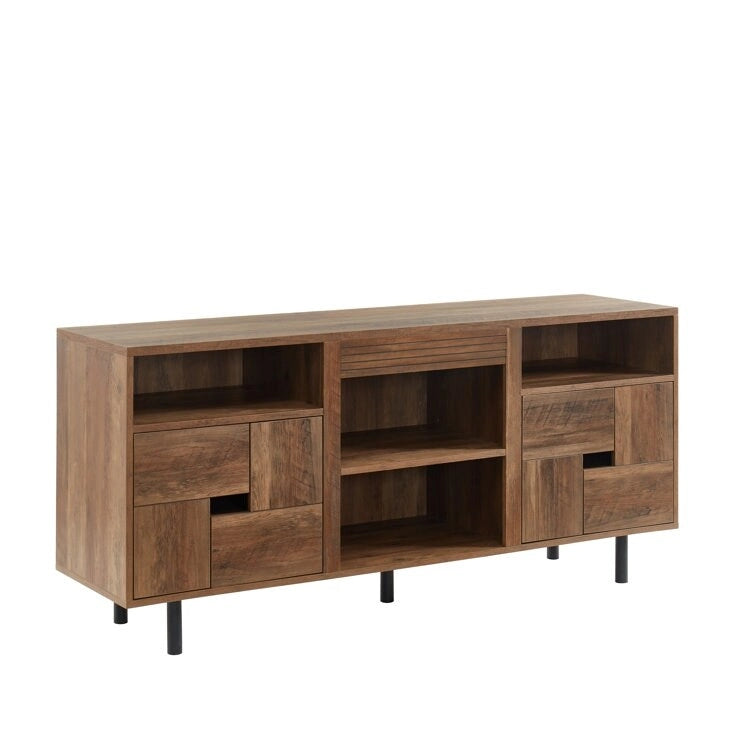 Meuble TV console multimédia en bois de 60 po, meuble de divertissement classique