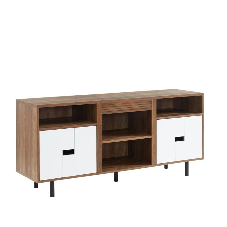 Meuble TV console multimédia en bois de 60 po, meuble de divertissement classique
