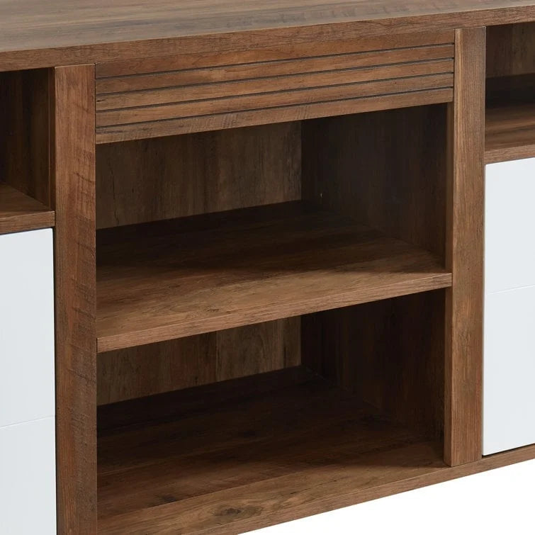 Meuble TV console multimédia en bois de 60 po, meuble de divertissement classique