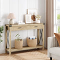 Table d'entrée, Console en bois pour canapé avec tiroirs de rangement