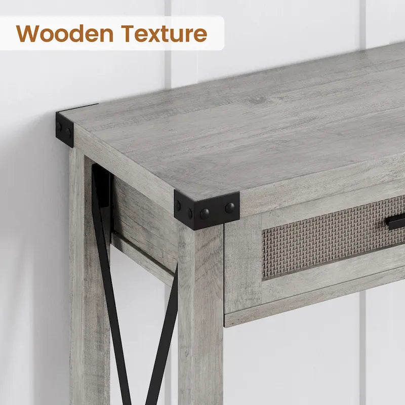 Table d'entrée, Console en bois pour canapé avec tiroirs de rangement