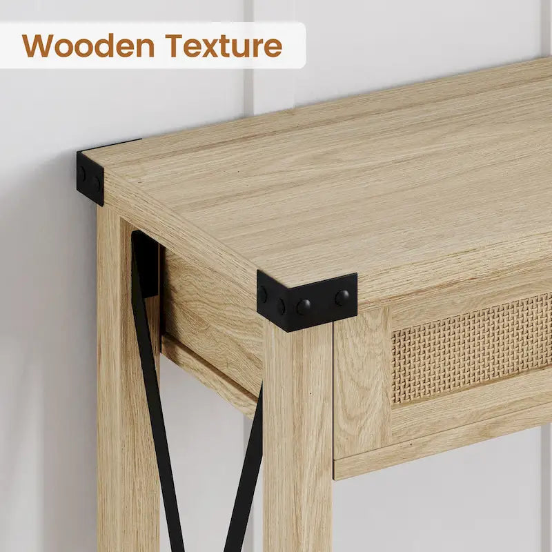 Table d'entrée, Console en bois pour canapé avec tiroirs de rangement